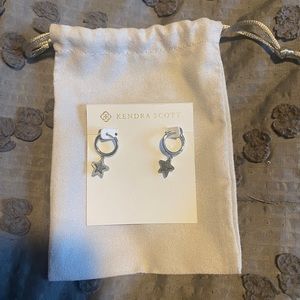 Kendra Scott Jae Star Silver/Platinum Drusy Huggies